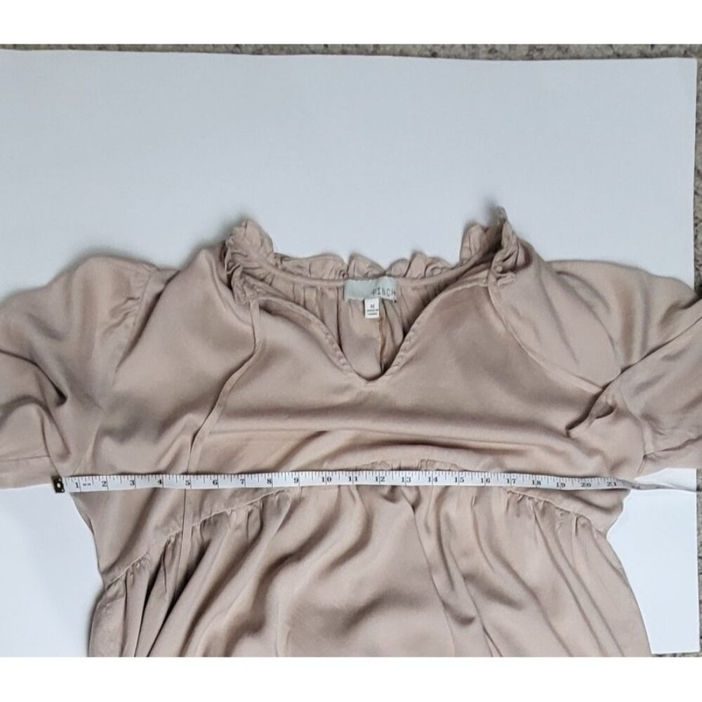 Pinch Womens Blush Pink Ruffled Long Sleeve Peasant Dress Top Size M - Picture 5 of 9
